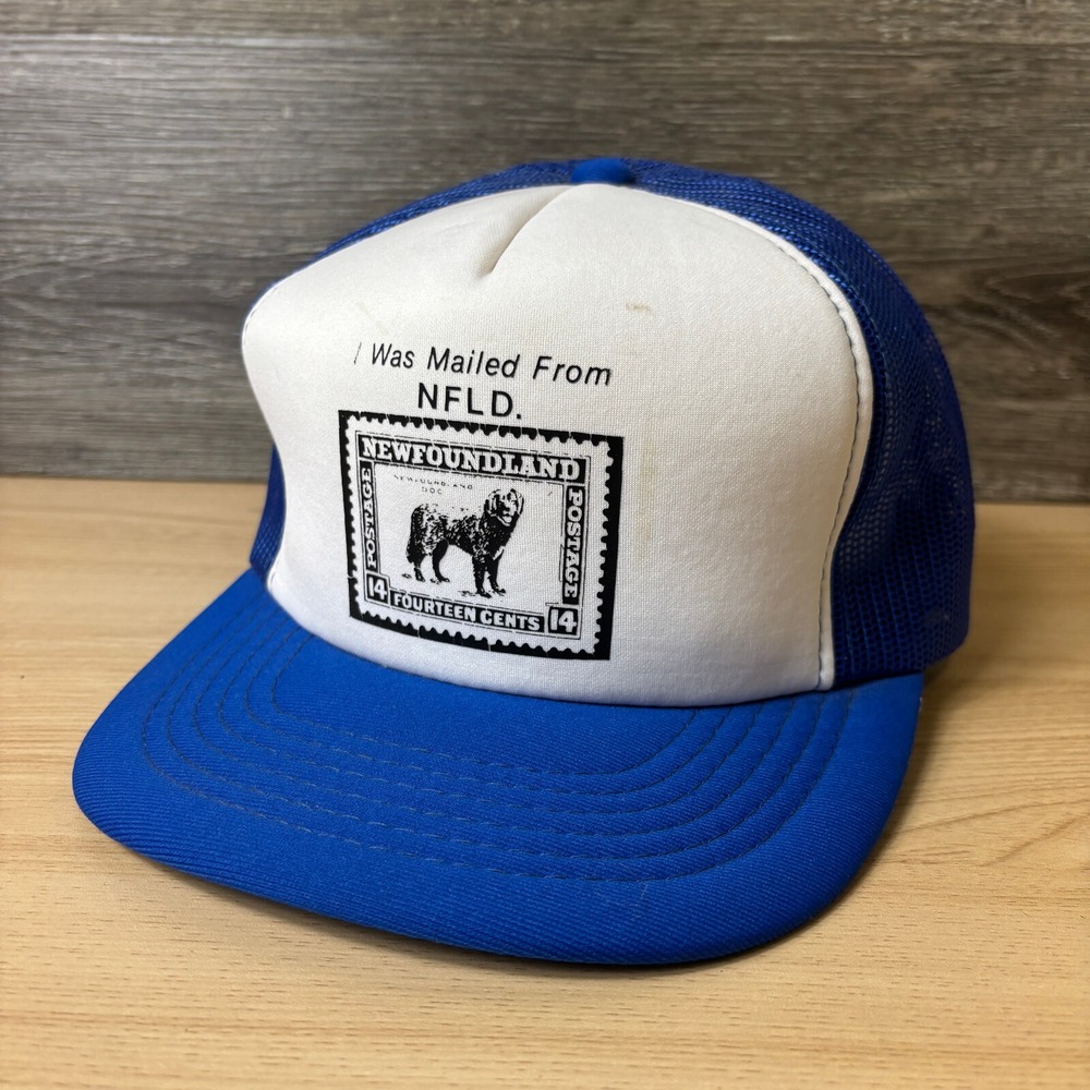 Vintage Newfoundland Hat Cap Snapback Blue Rope‎ Trucker Adjustable